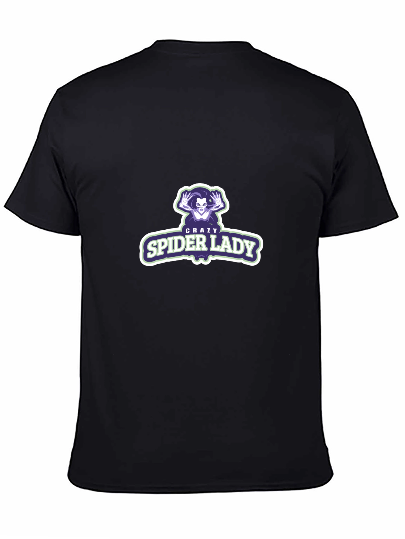 Black Crazy Spider Lady Graphic Tee - Black Unisex Shirt view 4