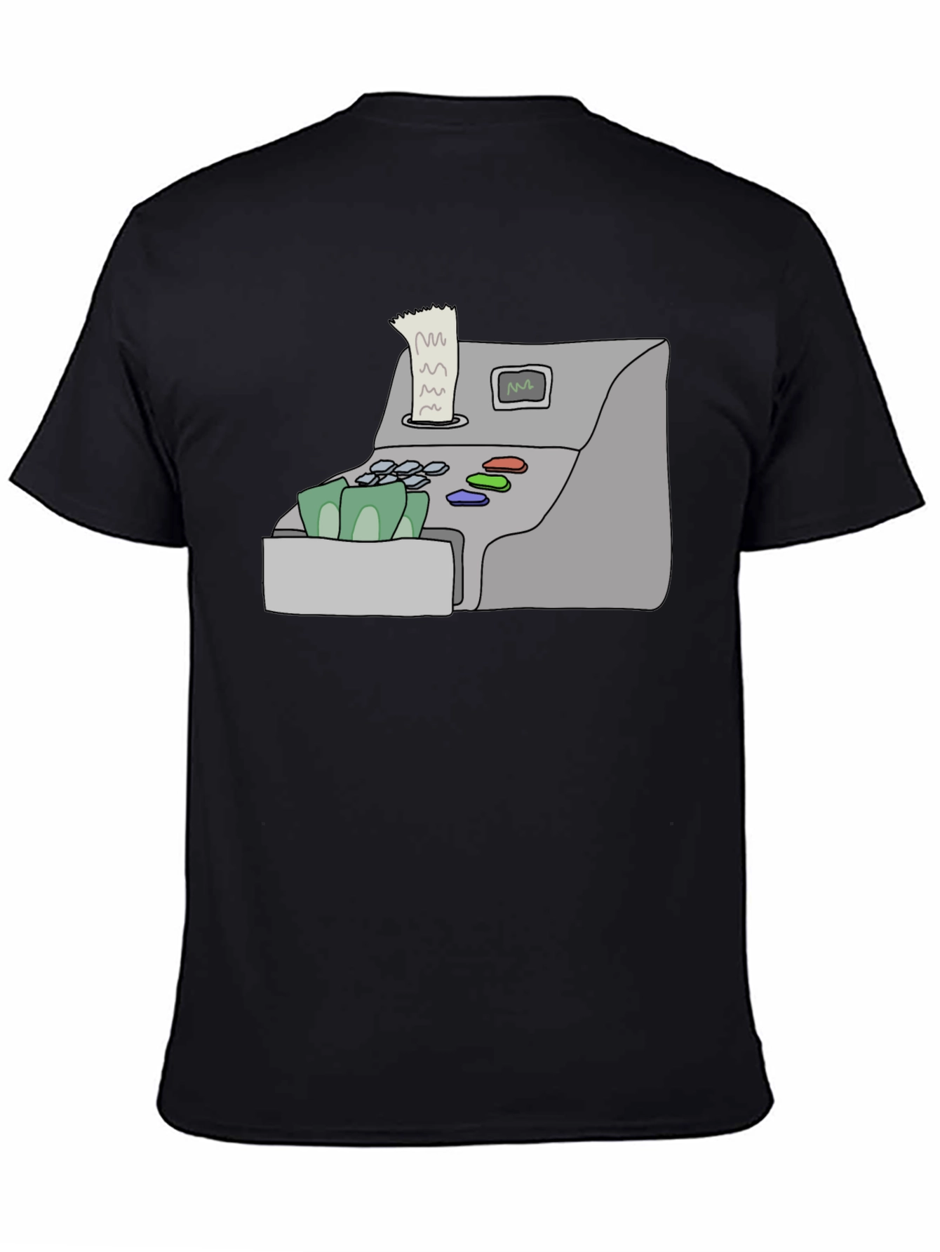 Black Cash Register Graphic Tee - Black Cotton Shirt view 4