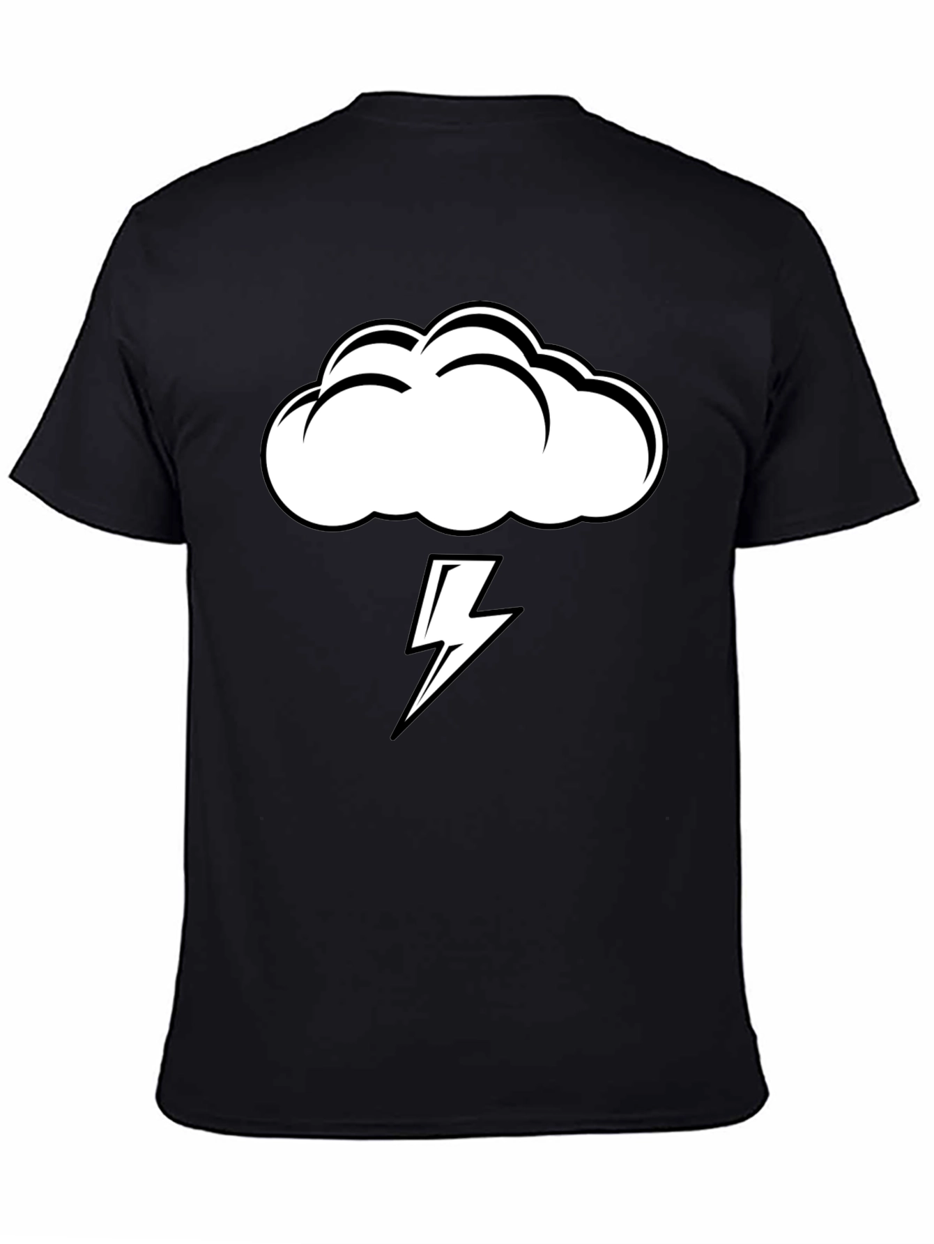 Black Storm Cloud Lightning Graphic Tee - Black view 4