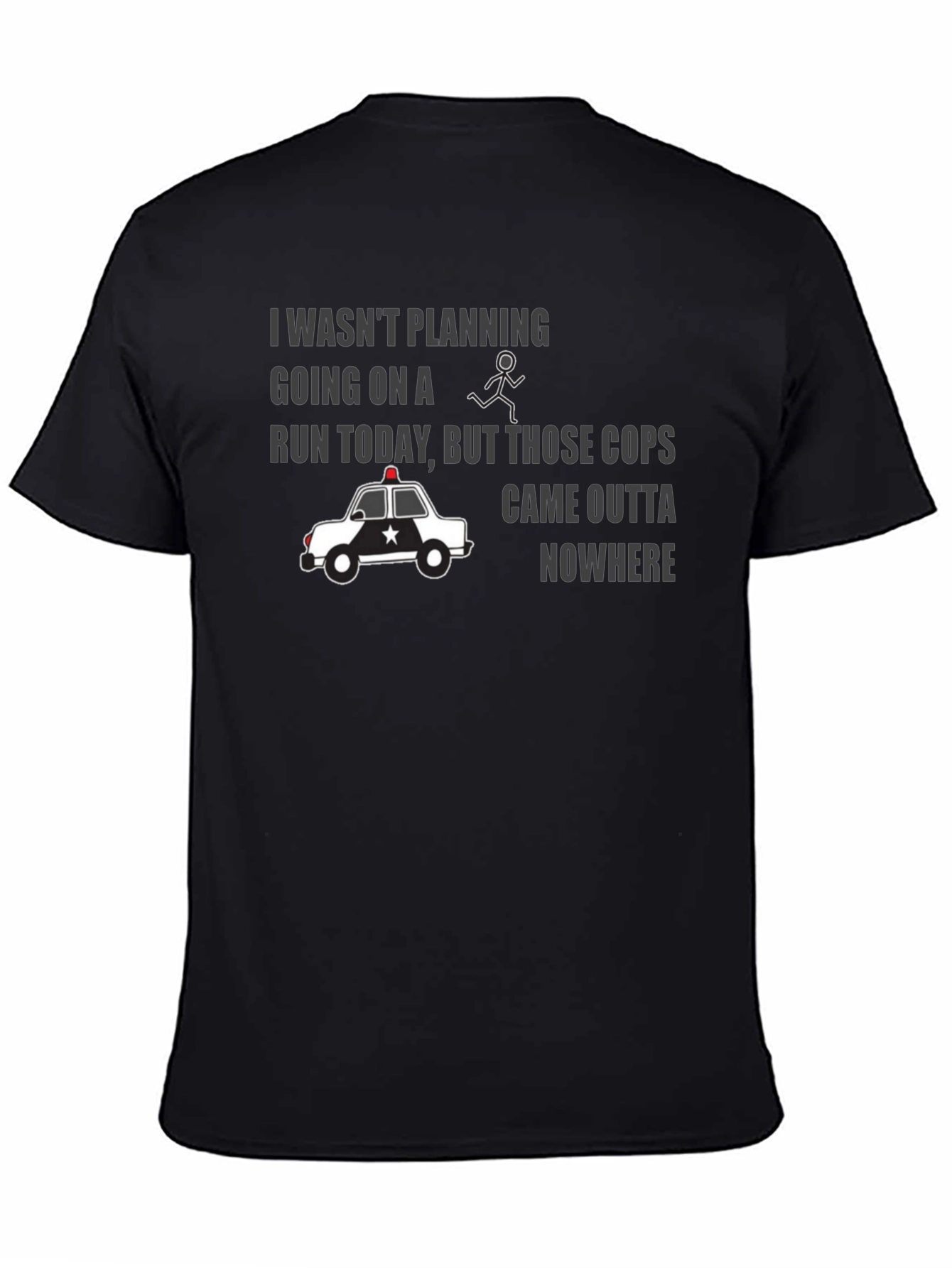 Black Funny Police Chase Graphic T-Shirt view 4