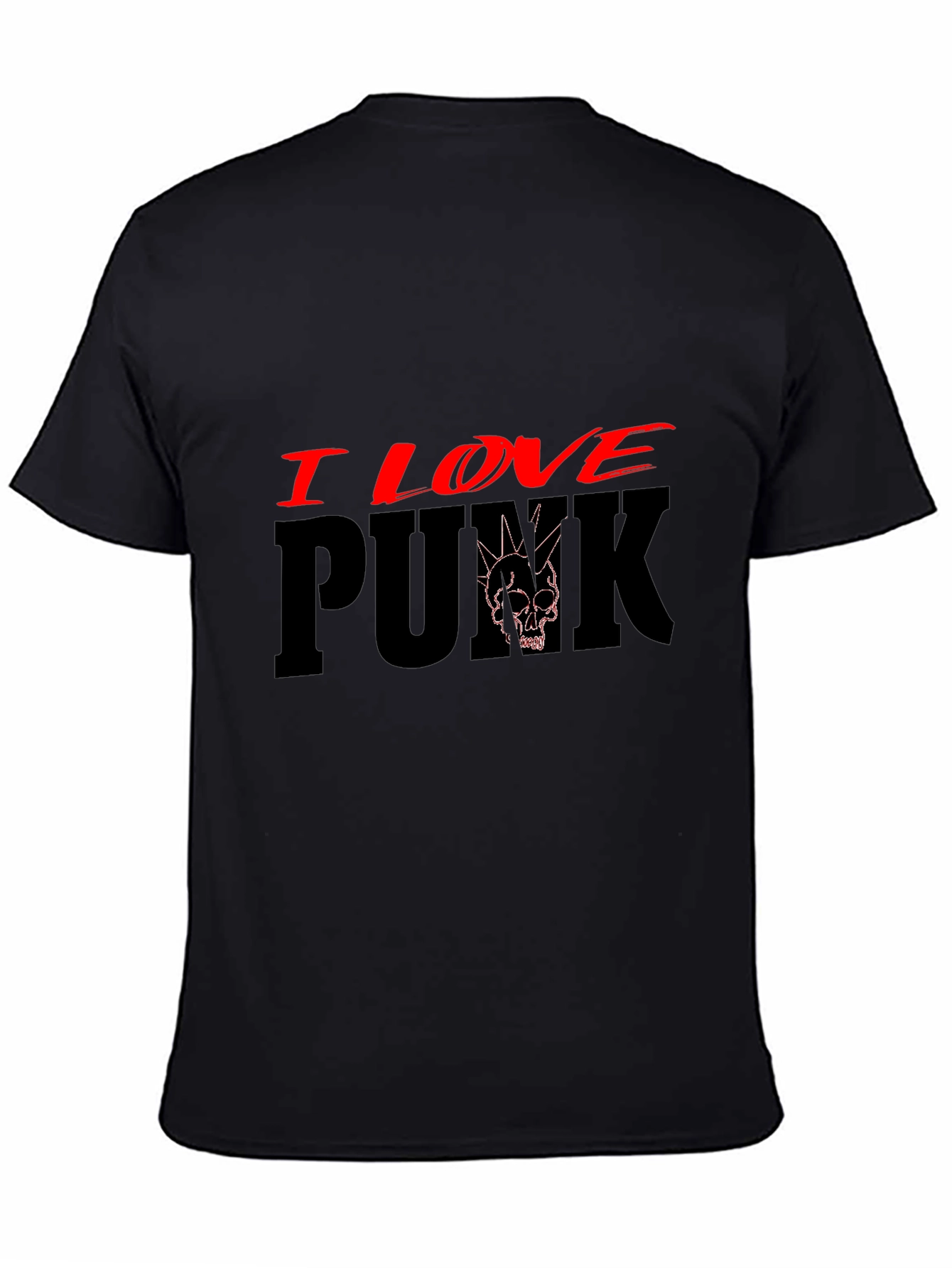 Black I Love Punk Graphic Tee - Black Cotton Blend view 4