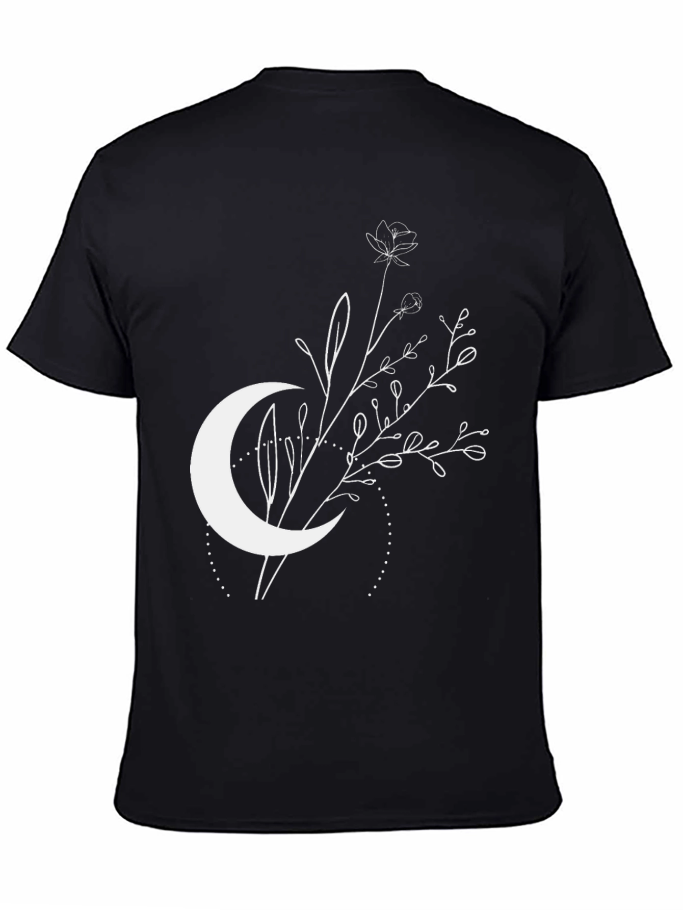 Black Moon & Floral Graphic T-Shirt - Stylish Casual Wear view 4