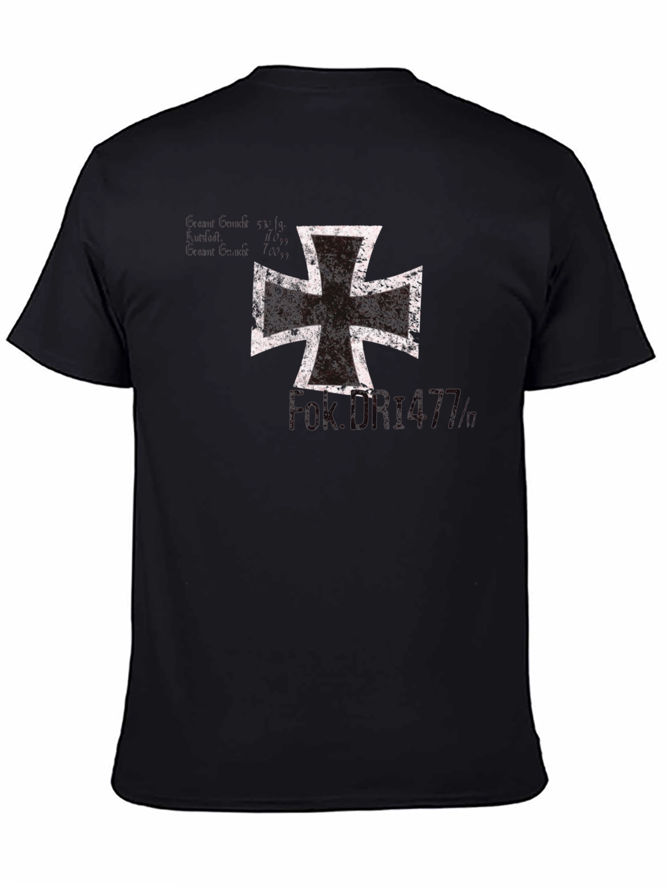 Black Vintage Iron Cross Graphic T-Shirt view 4