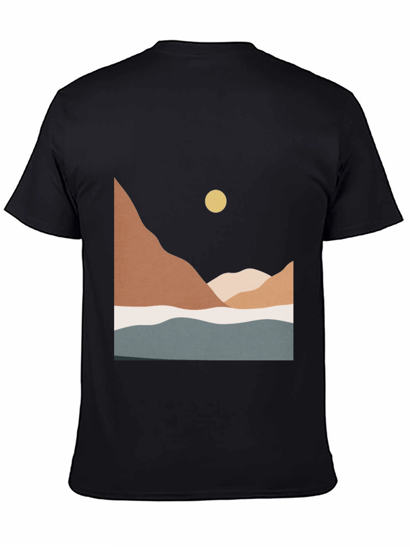 Black Minimalist Mountain Scene Graphic Tee view 4