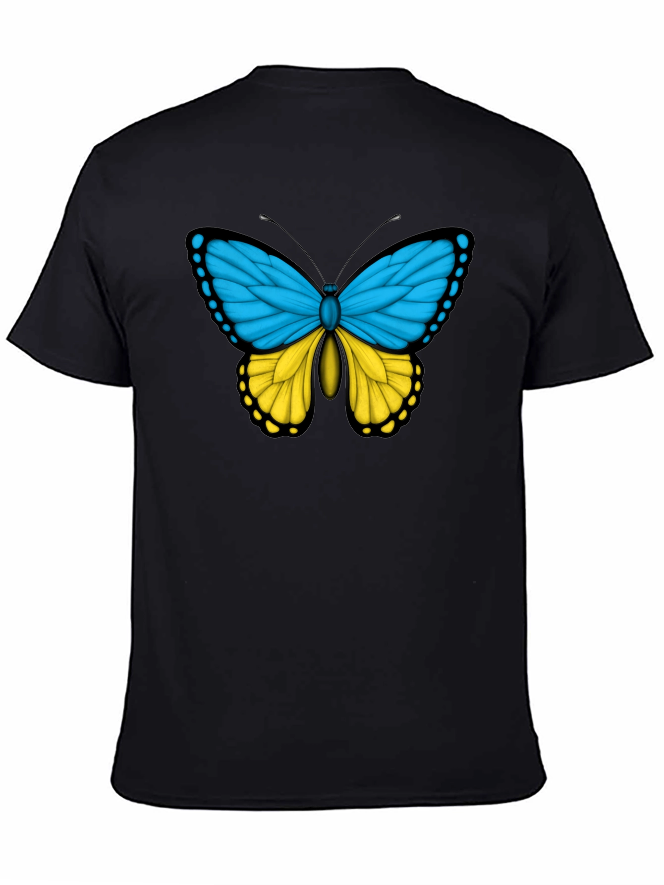 Black Butterfly Ukraine Flag T-Shirt view 4