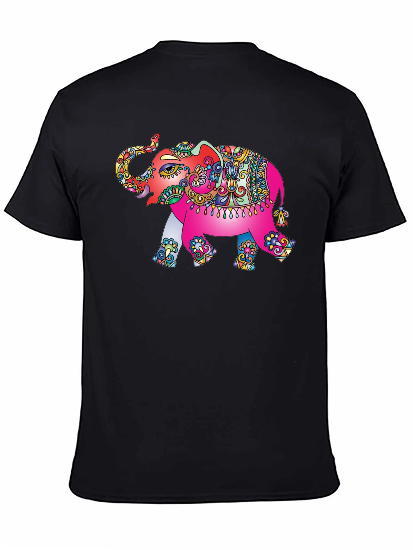 Black Elephant Graphic Tee - Black Cotton T-Shirt view 4
