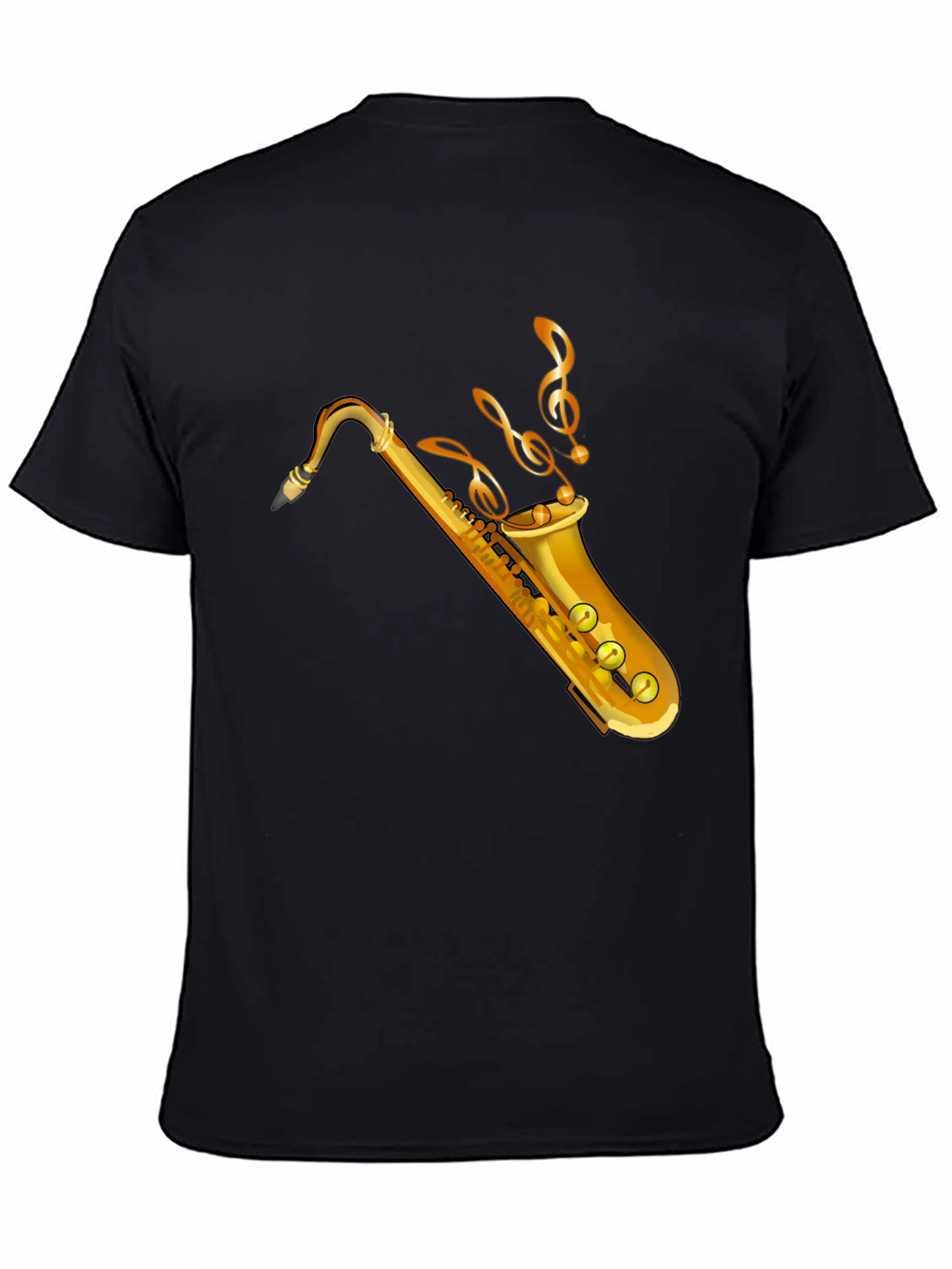 Black Saxophone Music Graphic Tee view 4