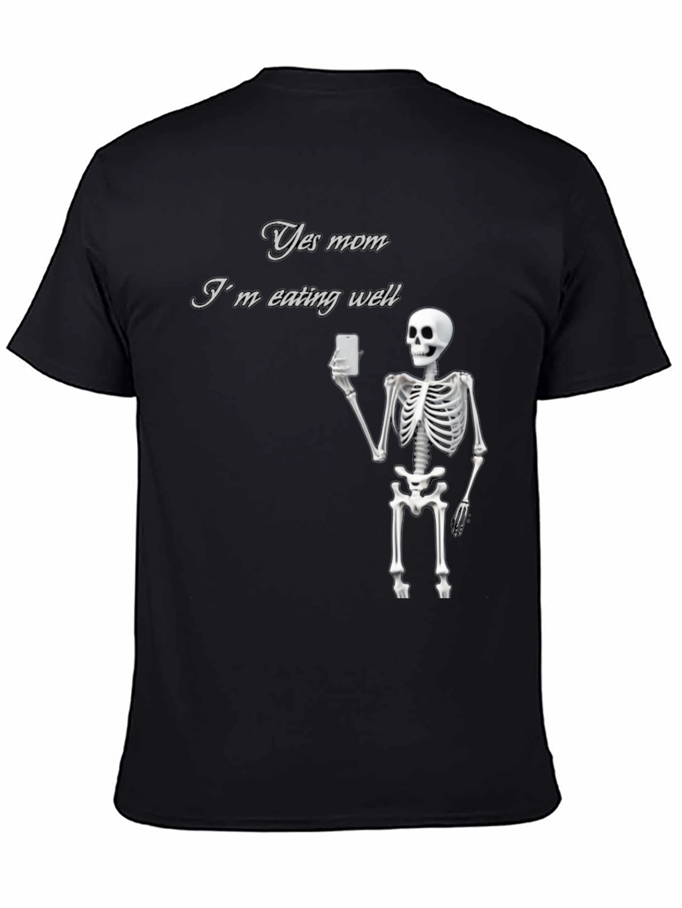 Black Yes Mom Skeleton Graphic Tee - Funny Humor T-Shirt view 4