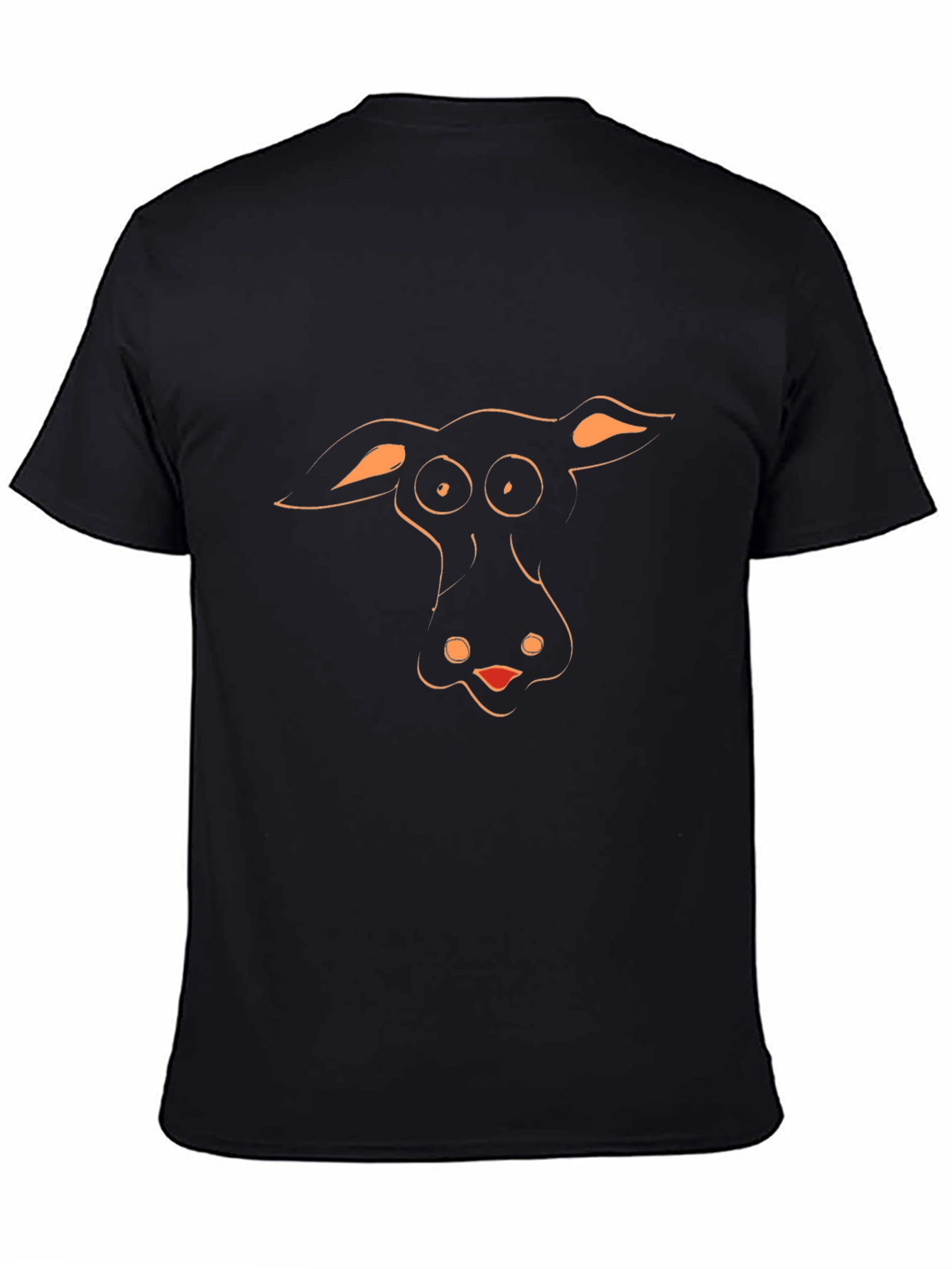 Black Funny Cartoon Animal Face Black T-Shirt view 4