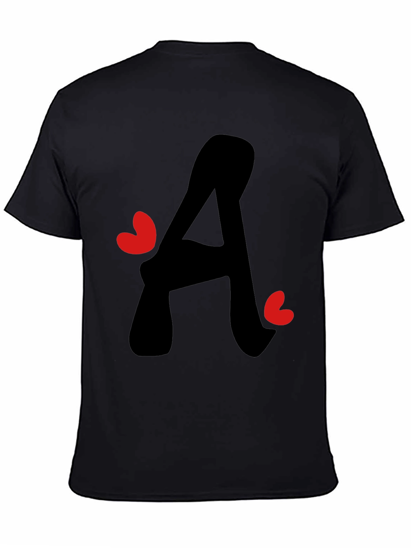 Black Letter A Heart Graphic Tee - Black T-Shirt view 4