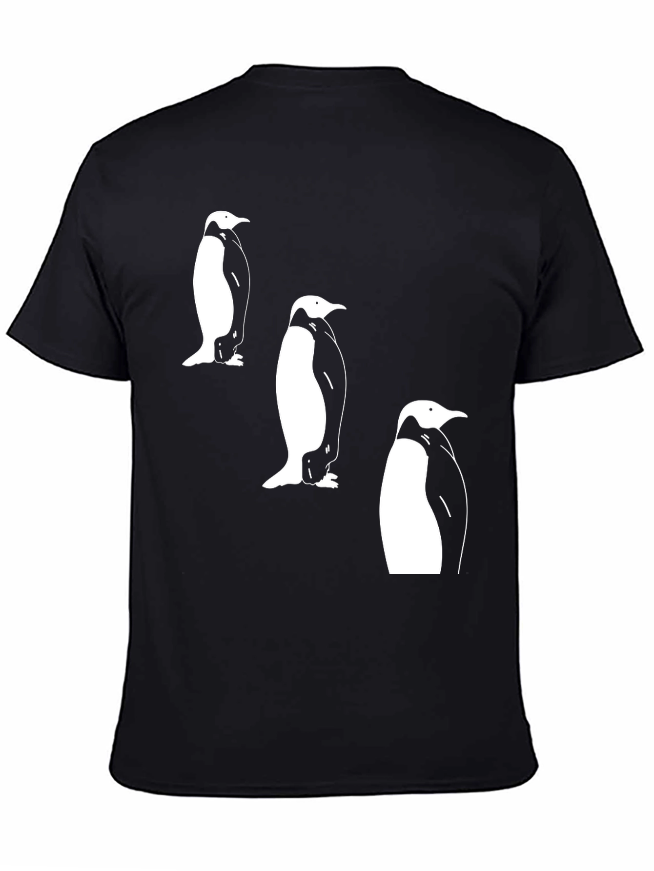 Black Penguin Trio Graphic Tee - Black Cotton T-Shirt view 4