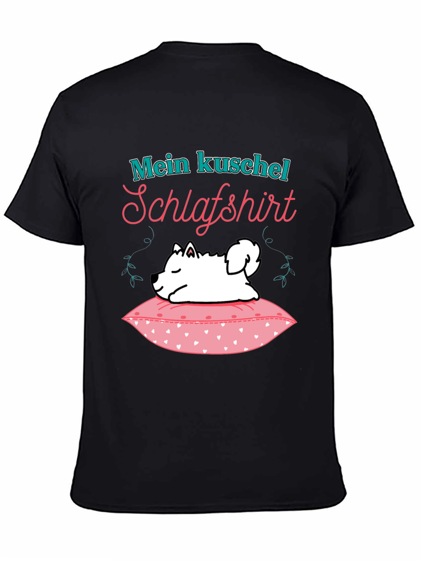 Black Cute Dog 'Mein Kuschel Schlafshirt' Graphic T-Shirt view 4