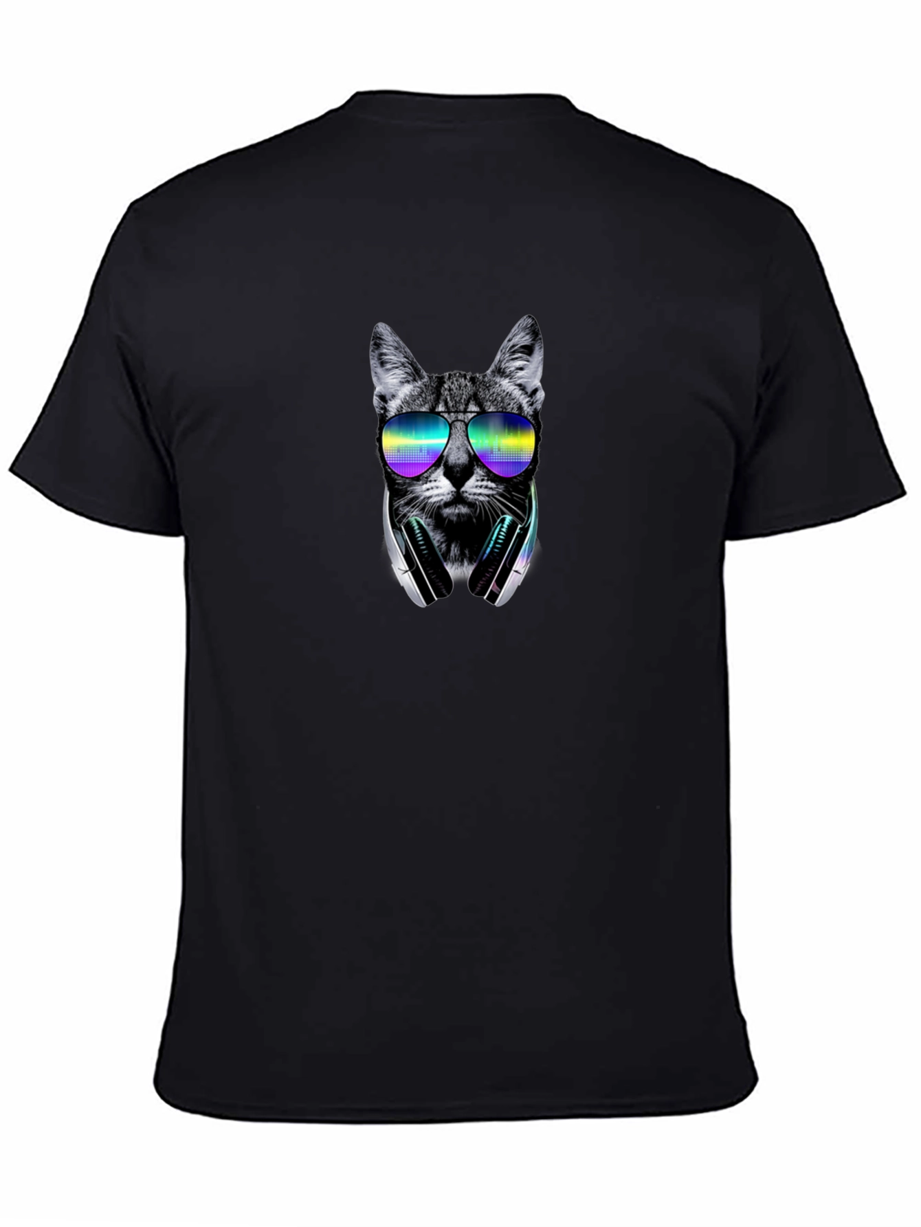 Black Cool Cat DJ T-Shirt - Black view 4