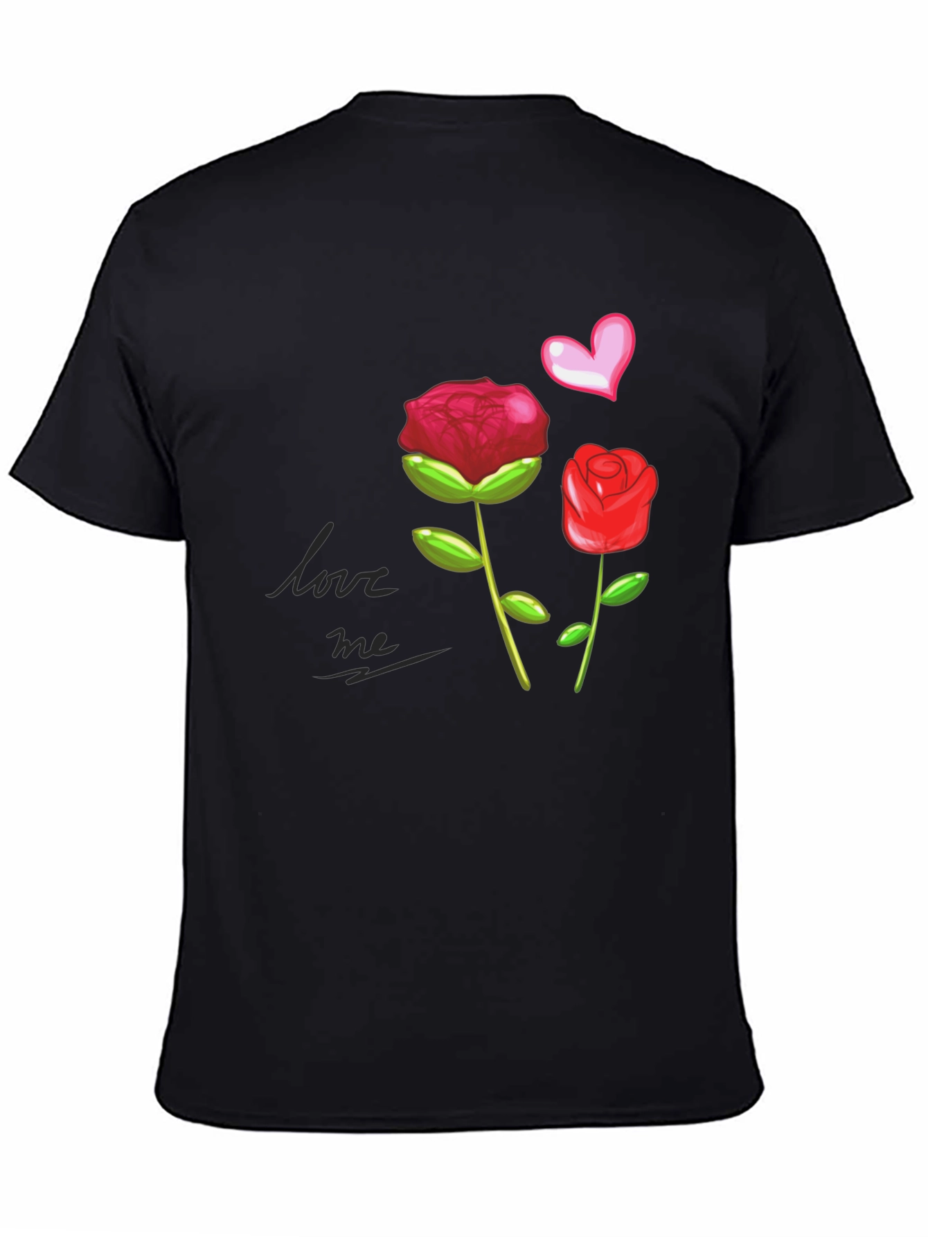 Black Love Me Roses Graphic Tee - Black view 4
