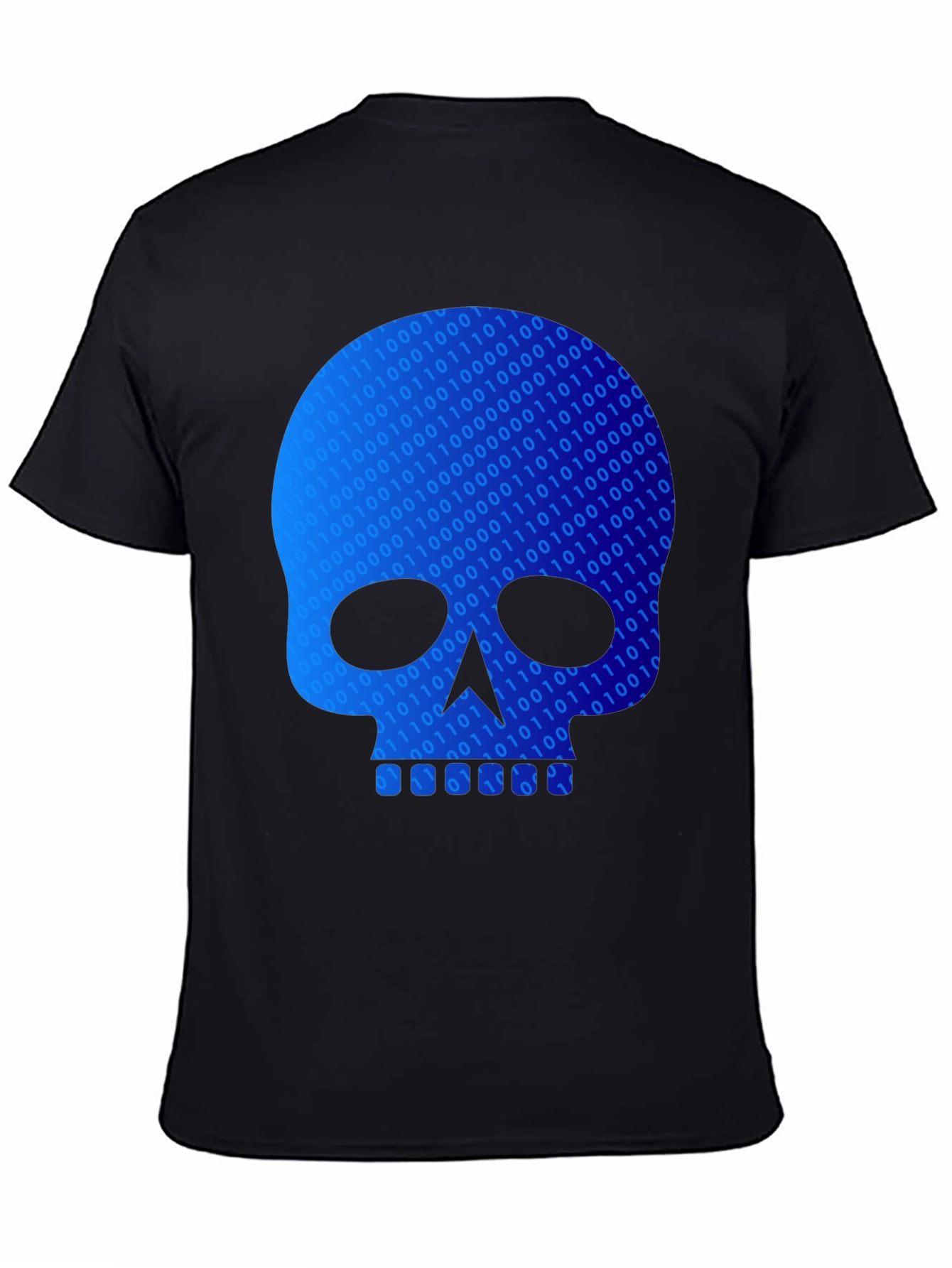 Black Binary Code Skull Graphic T-Shirt - Black view 4