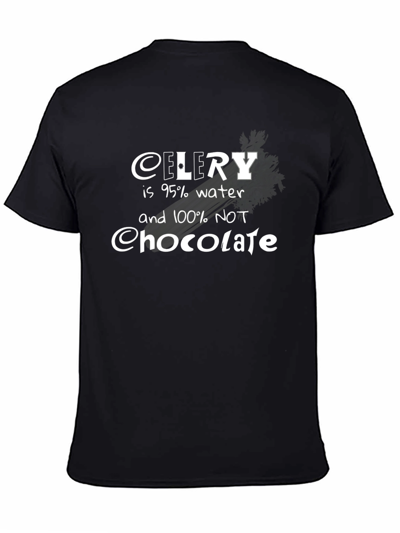 Black Funny Celery 95% Water T-Shirt view 4
