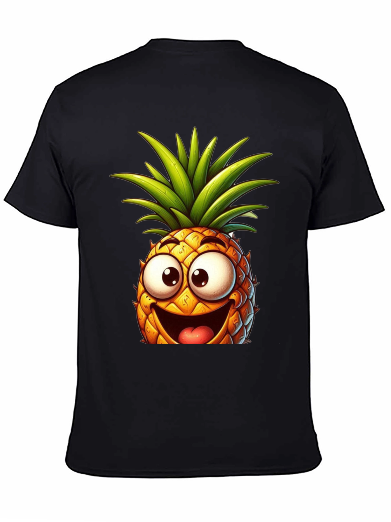 Black Funny Pineapple Graphic Tee - Black Cotton T-Shirt view 4