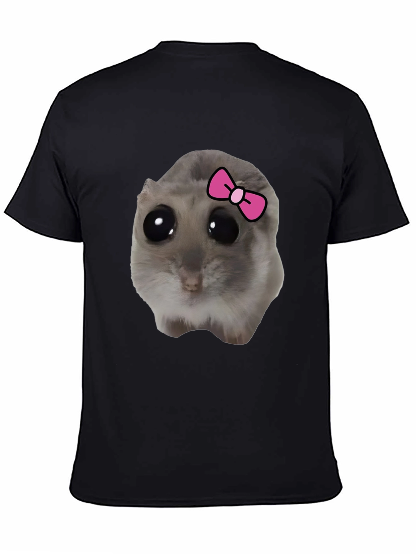 Black Funny Hamster Bow T-Shirt - Cute Pet Tee view 4