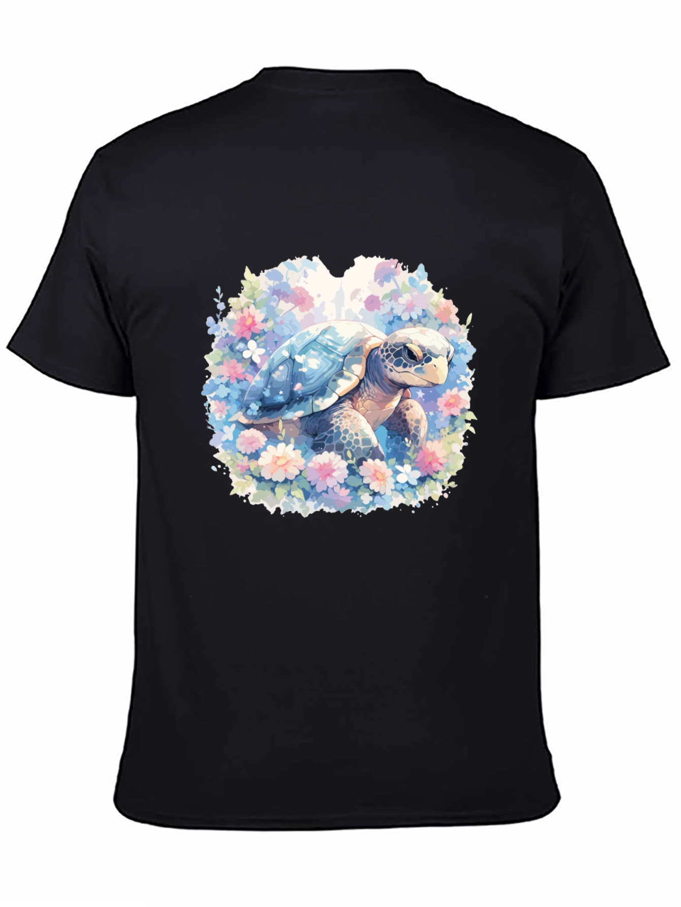 Black Sea Turtle Floral Graphic T-Shirt view 4