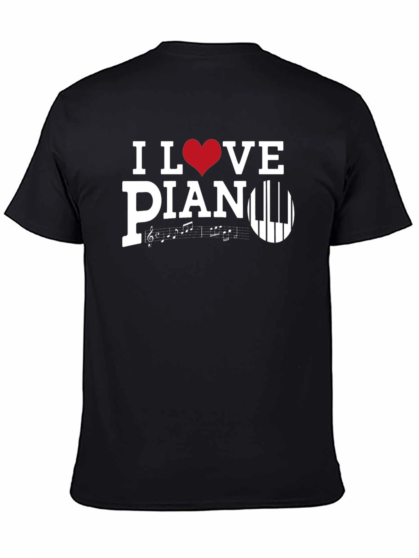 Black I Love Piano T-Shirt, Music Lover Tee view 4