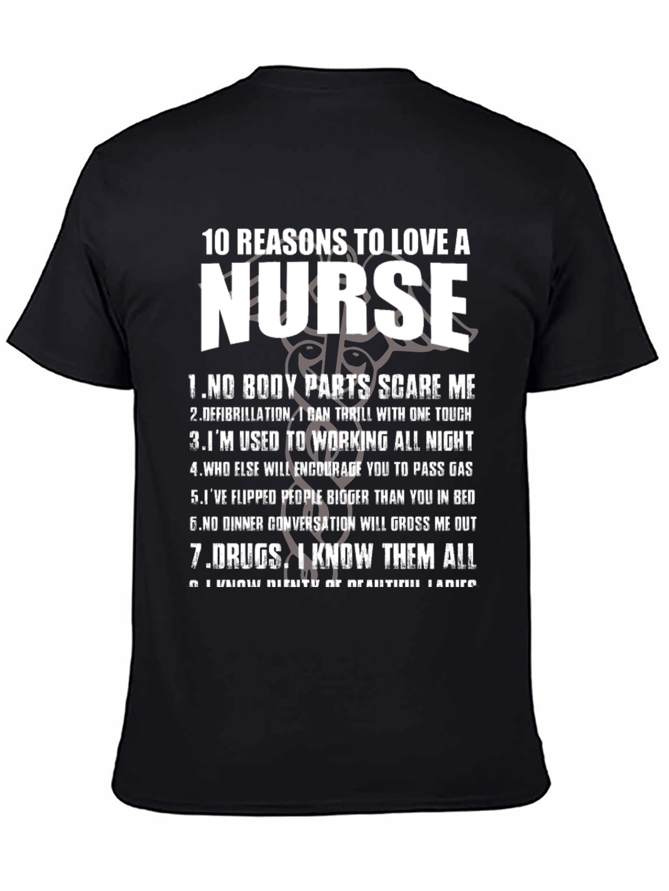 Black Funny Nurse T-Shirt: 10 Reasons to Love a Nurse view 4