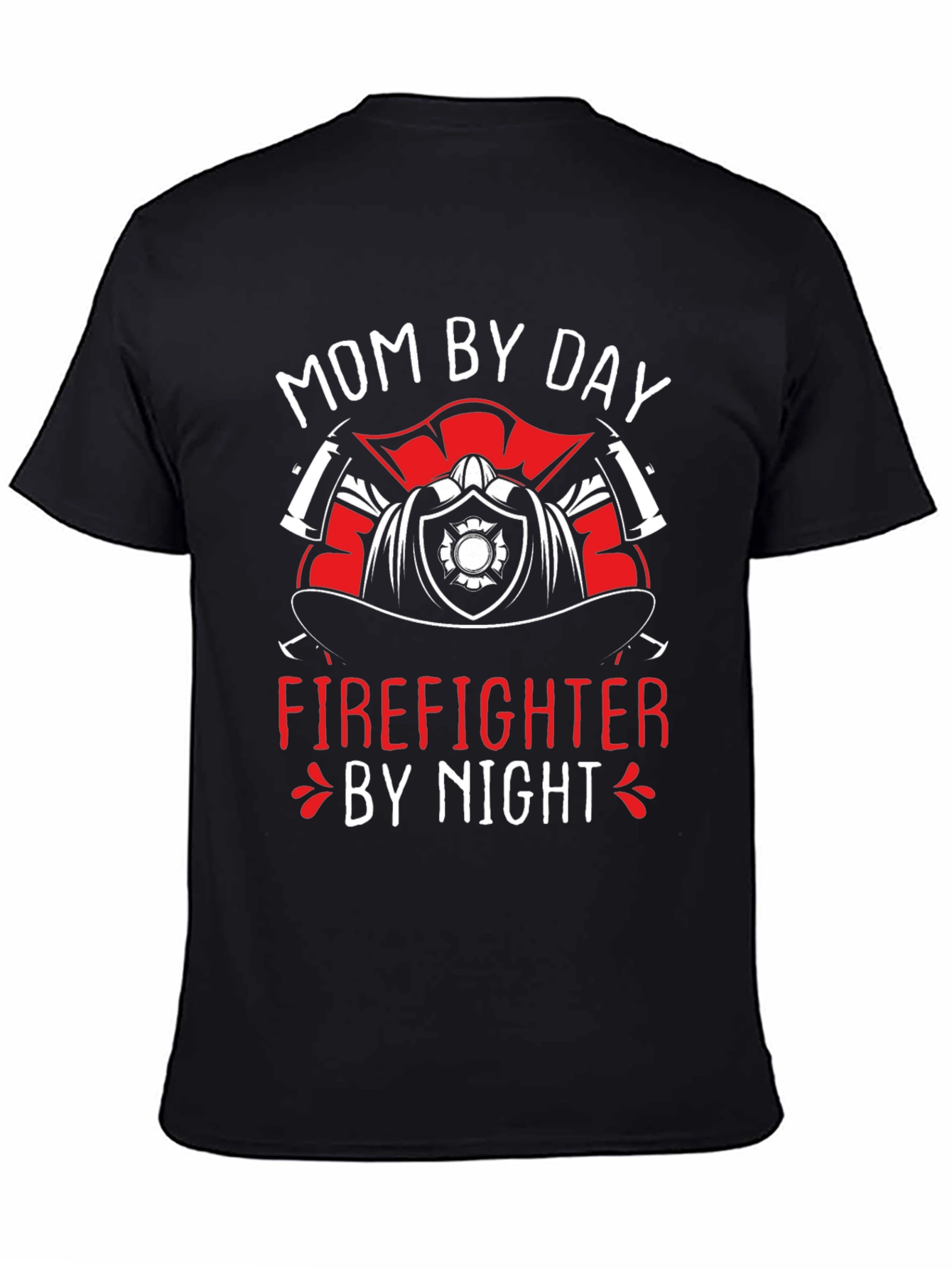Black Mom Firefighter Graphic T-Shirt view 4