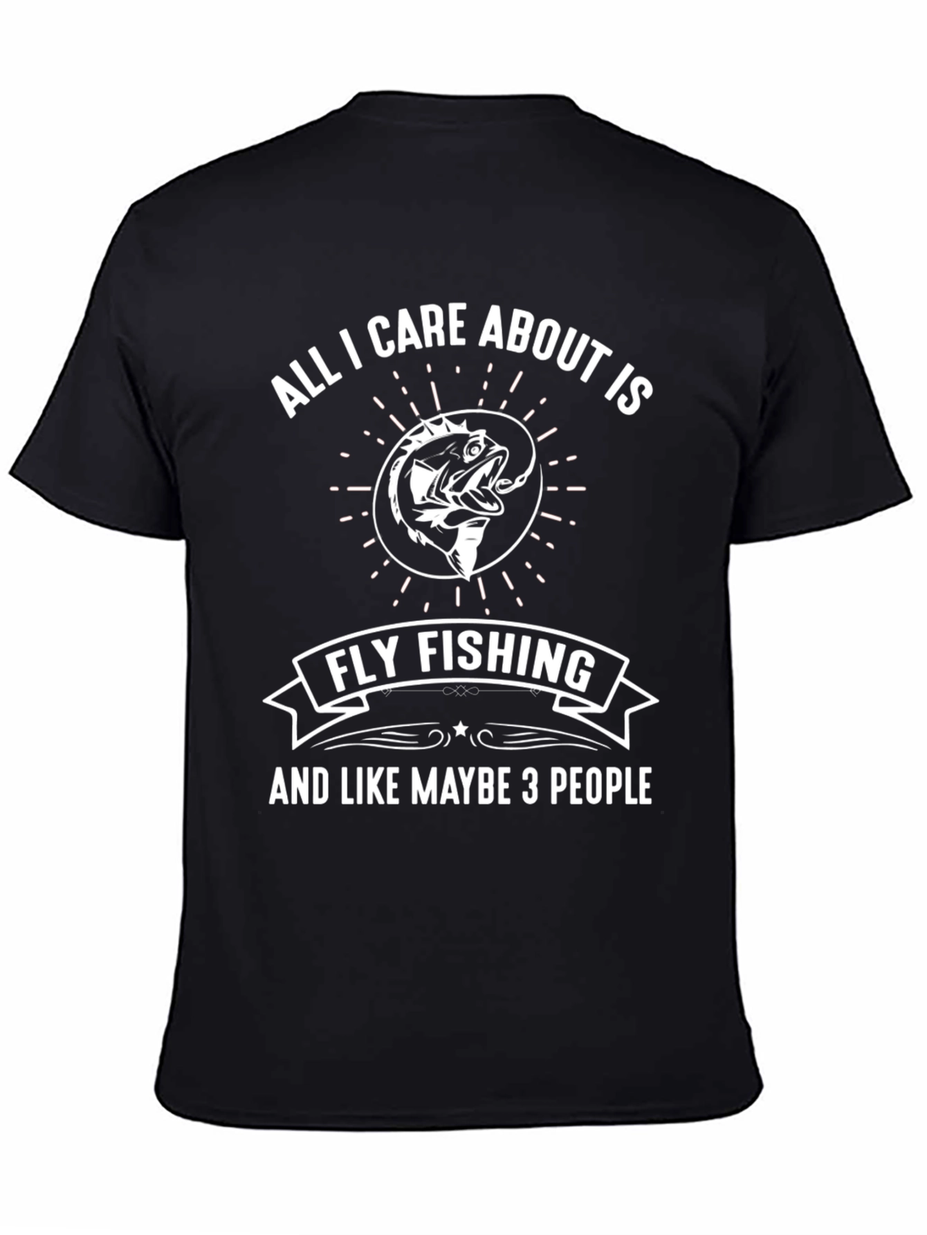 Black Fly Fishing T-Shirt - Fisherman Gift Tee view 4