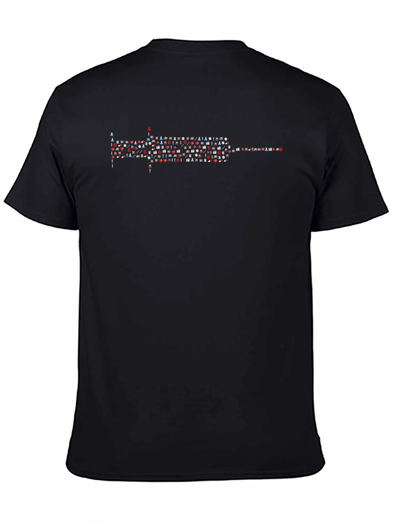 Black Emoji Syringe Graphic Tee - Cool & Unique Black T-Shirt view 4