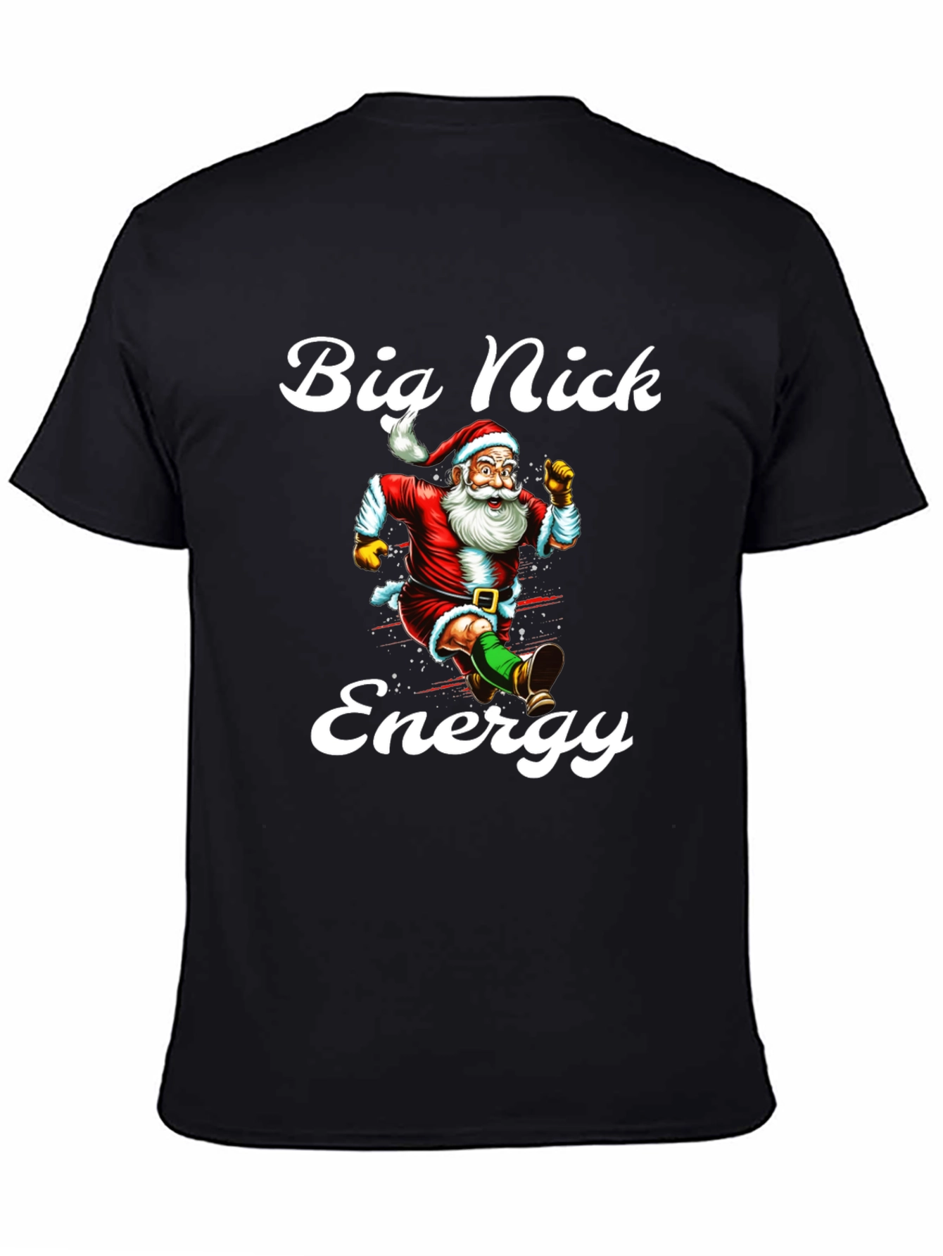 Black Big Nick Energy Santa T-Shirt view 4