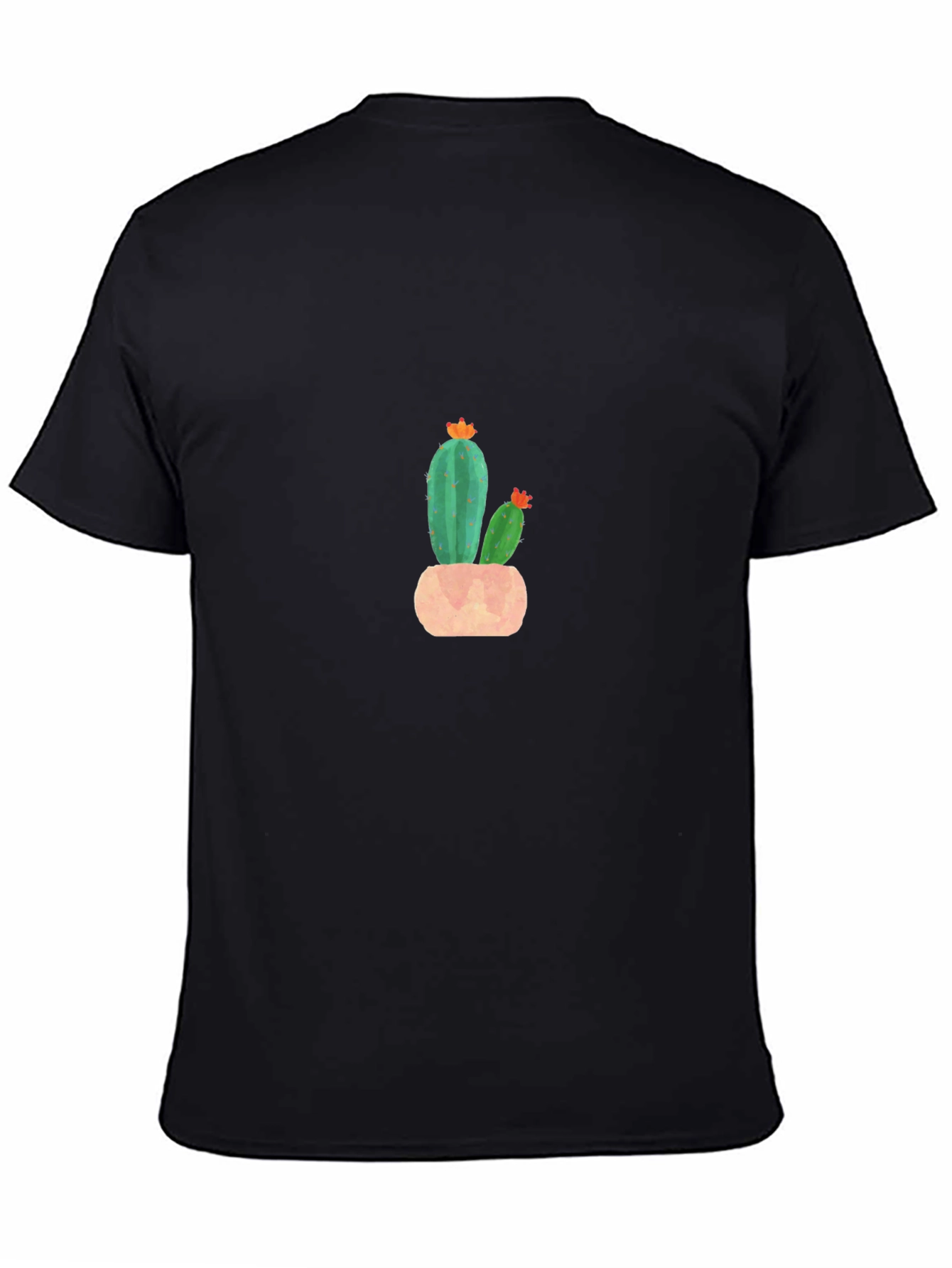 Black Cactus Graphic Print Crew Neck T-Shirt view 4