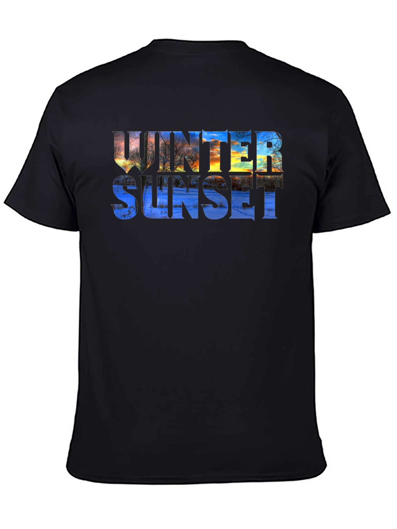 Black Winter Sunset Graphic T-Shirt - Stylish & Unique view 4