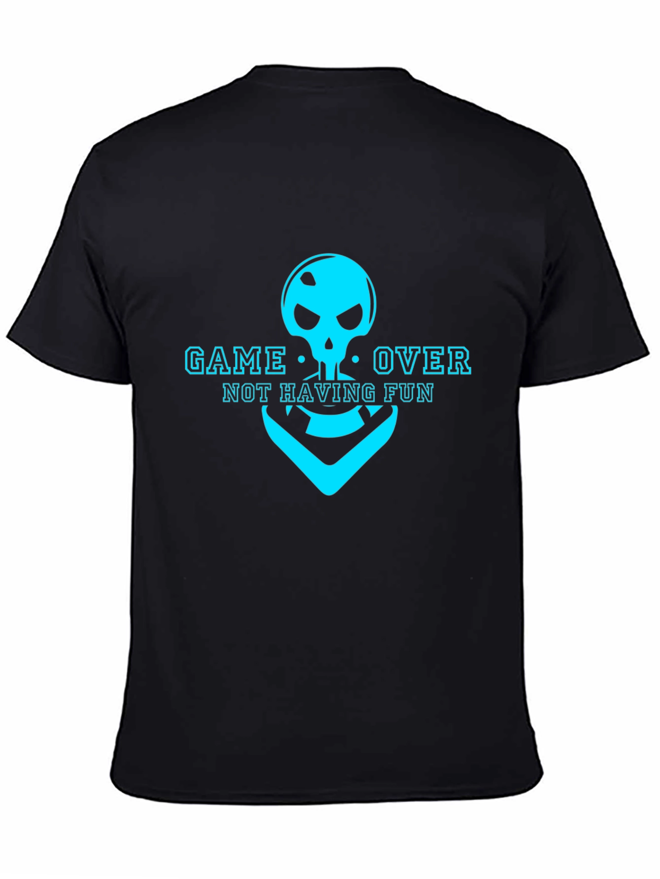 Black Game Over Skull T-Shirt - Not Having Fun Gamer Tee view 4