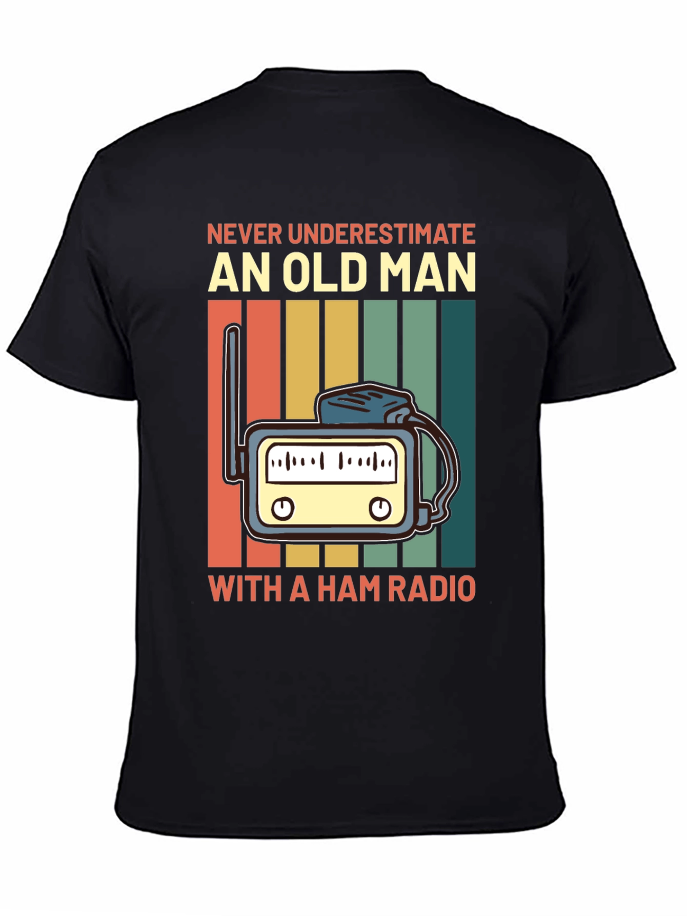 Black Ham Radio Old Man T-Shirt - Funny Amateur Radio Tee view 4