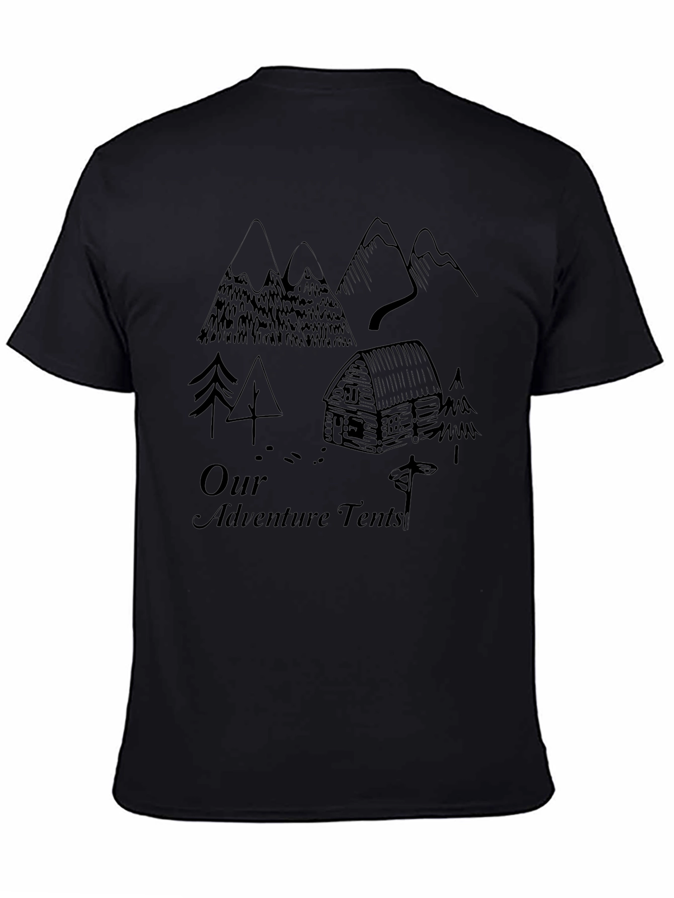 Black Adventure Tents Graphic T-Shirt view 4