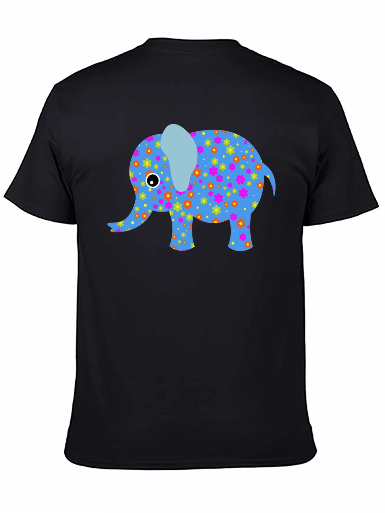 Black Floral Elephant Graphic Tee - Black view 4
