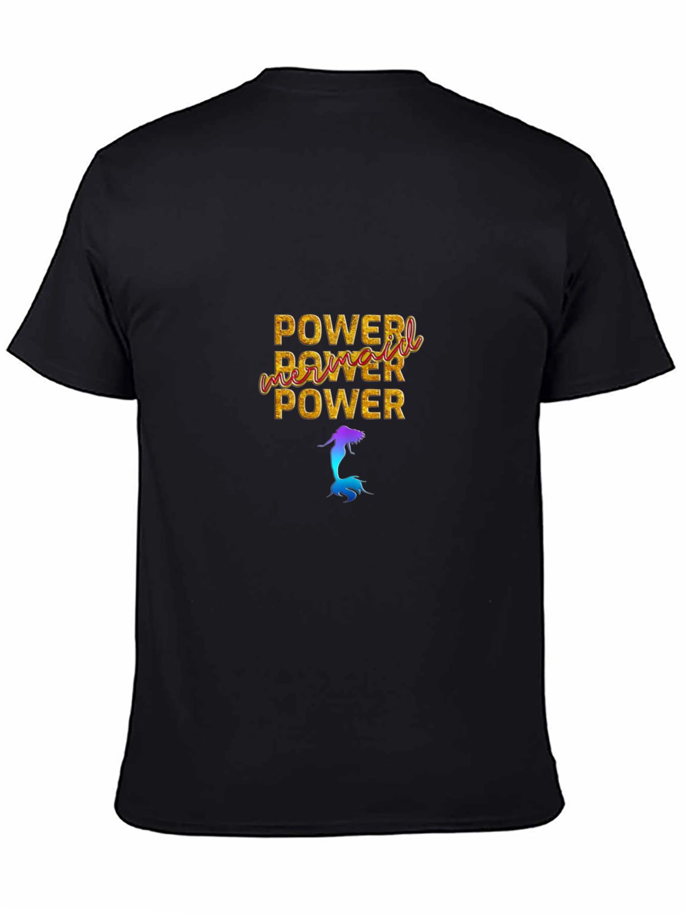 Black Mermaid Power Graphic Tee - Black Cotton Comfort view 4