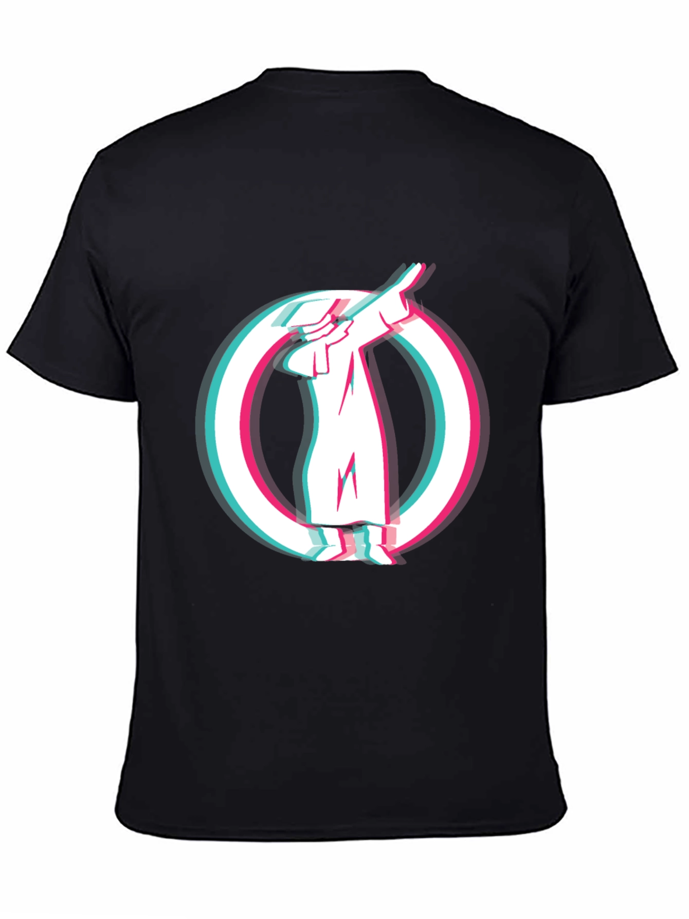 Black Dabbing Figure Graphic Print Tee - Black Cotton Blend view 4