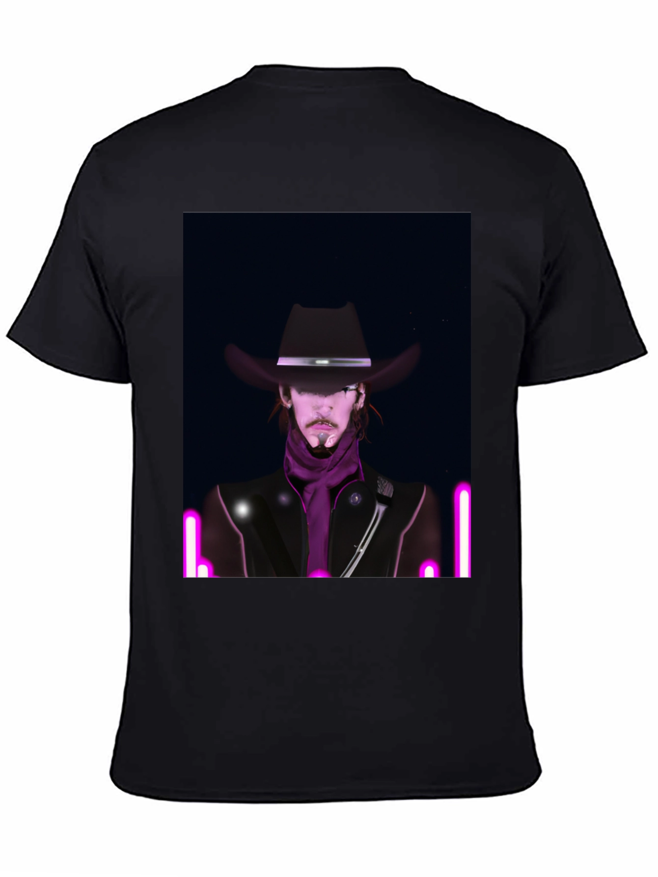 Black Neon Cowboy T-Shirt - Unique Graphic Tee view 4