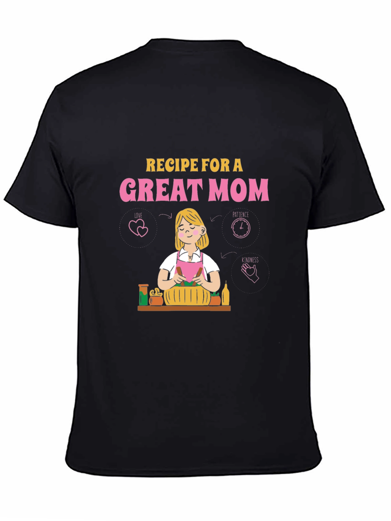 Black Recipe for a Great Mom Graphic T-Shirt view 4
