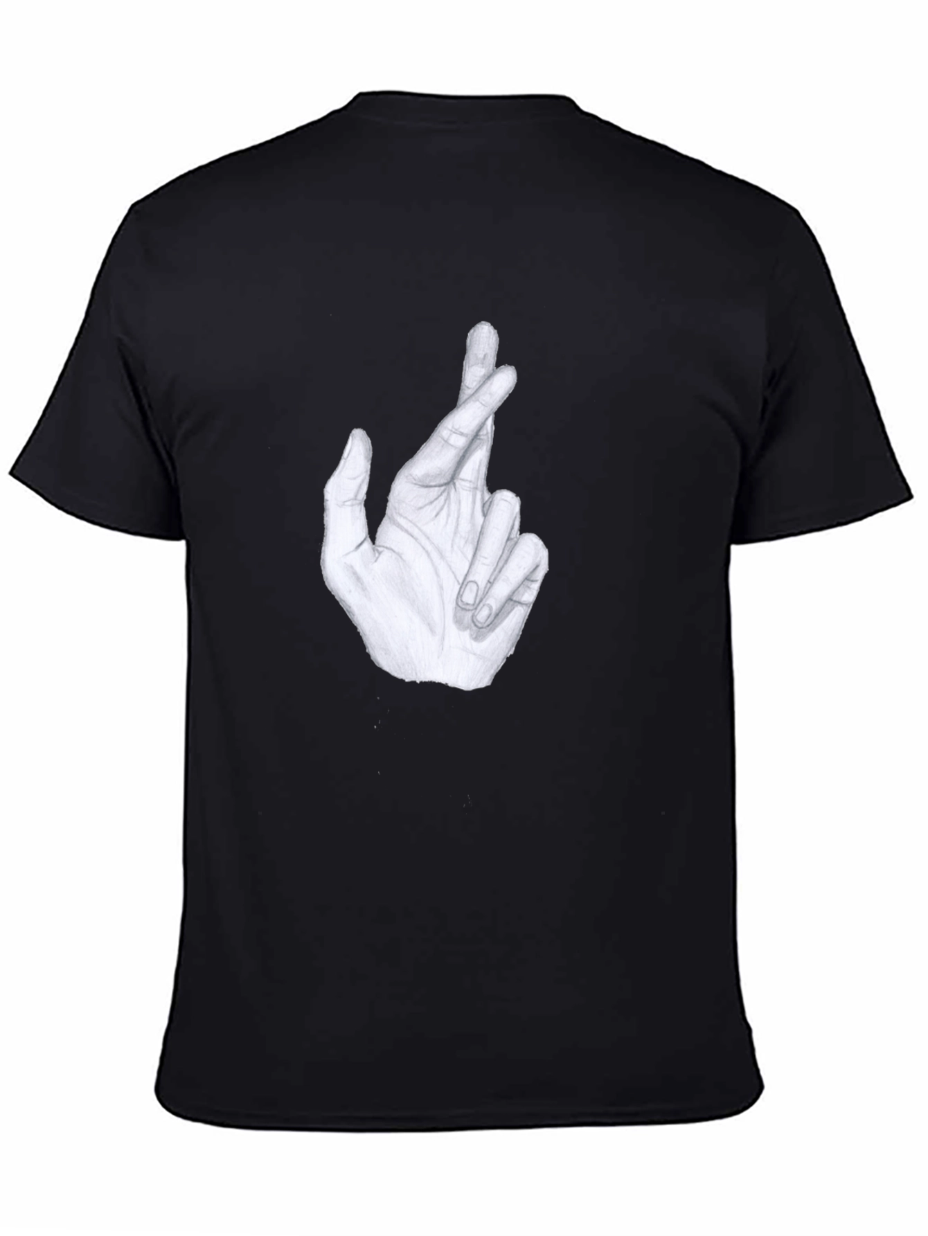 Black Crossed Fingers Graphic Tee - Stylish Men's Black T-Shirt view 4