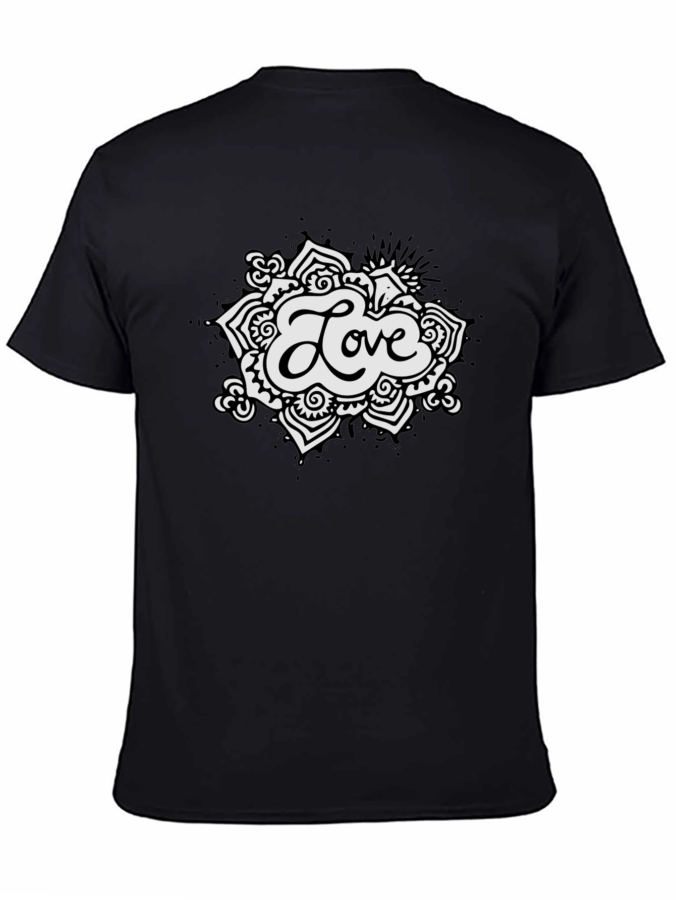 Black Love Mandala Black T-Shirt - Stylish Men's Tee view 4
