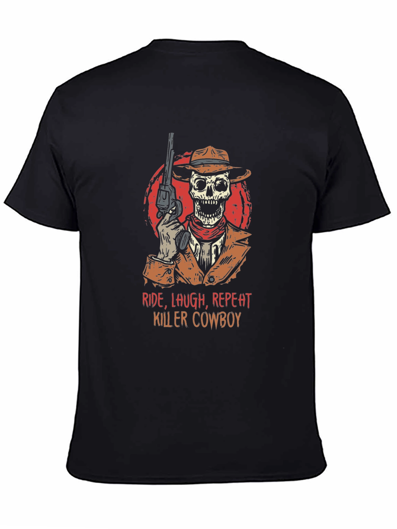 Black Ride, Laugh, Repeat Killer Cowboy Graphic Tee view 4
