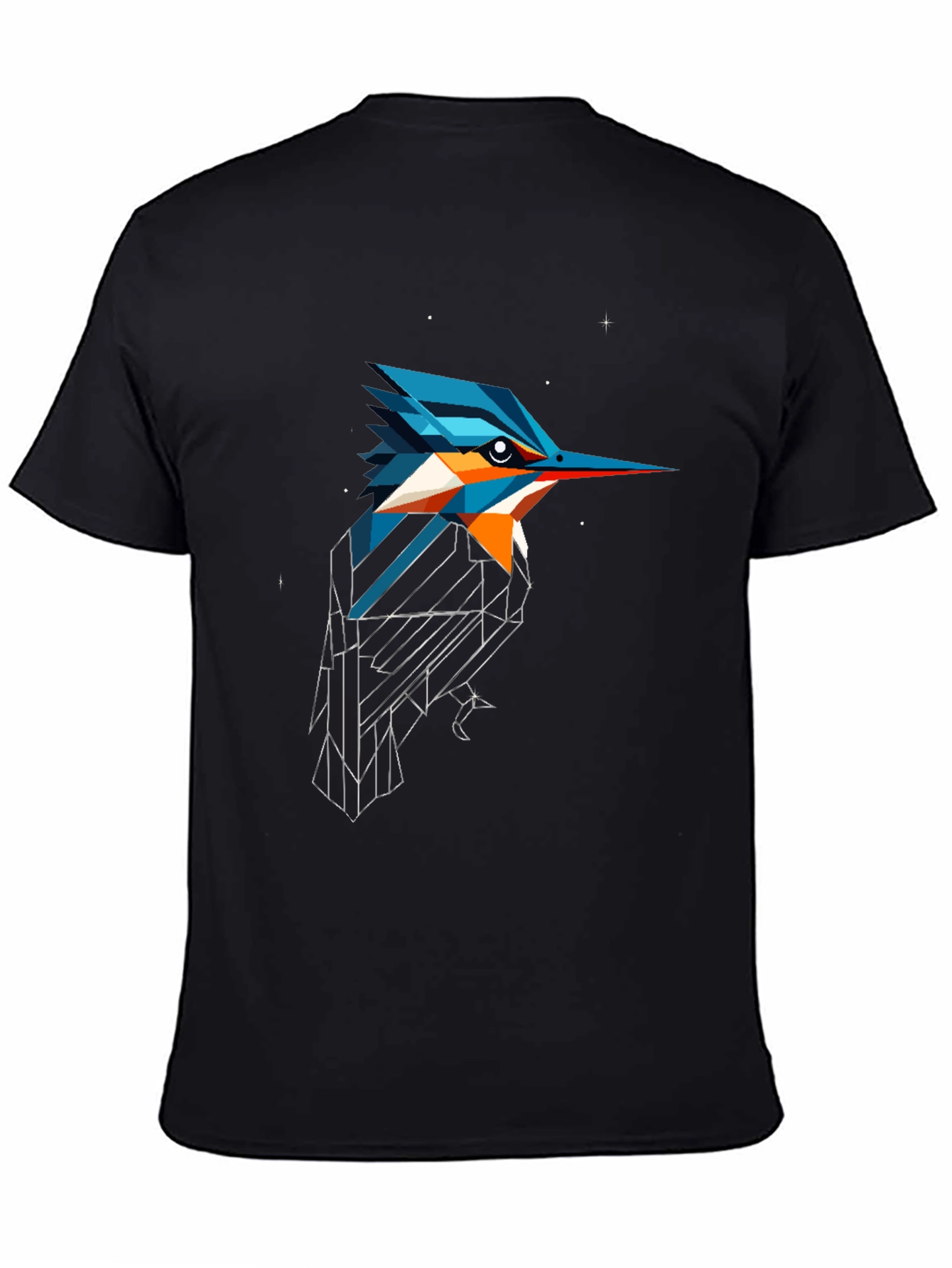 Black Geometric Kingfisher Graphic Tee view 4