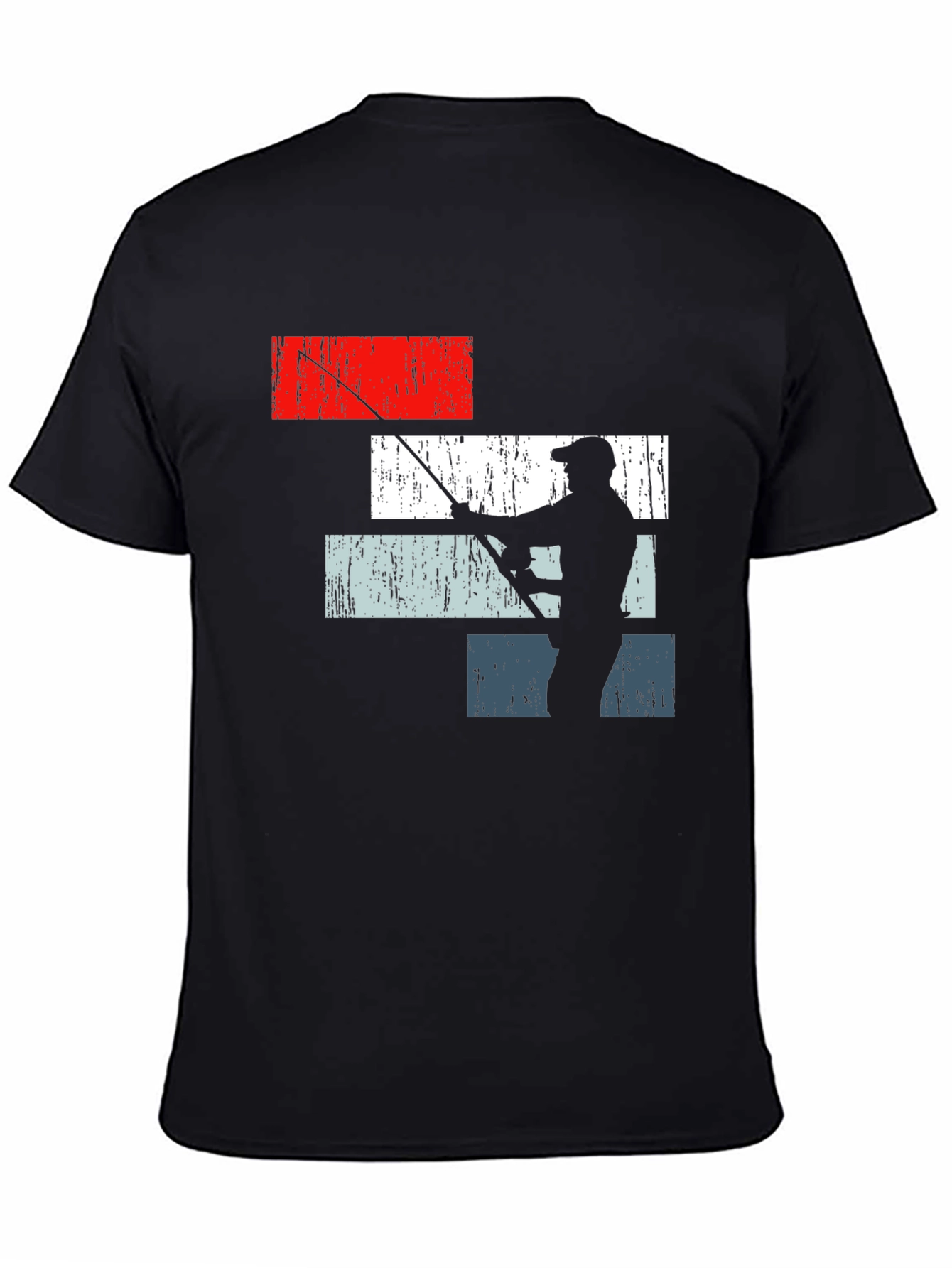 Black Fishing Silhouette Graphic T-Shirt - Angler Style view 4