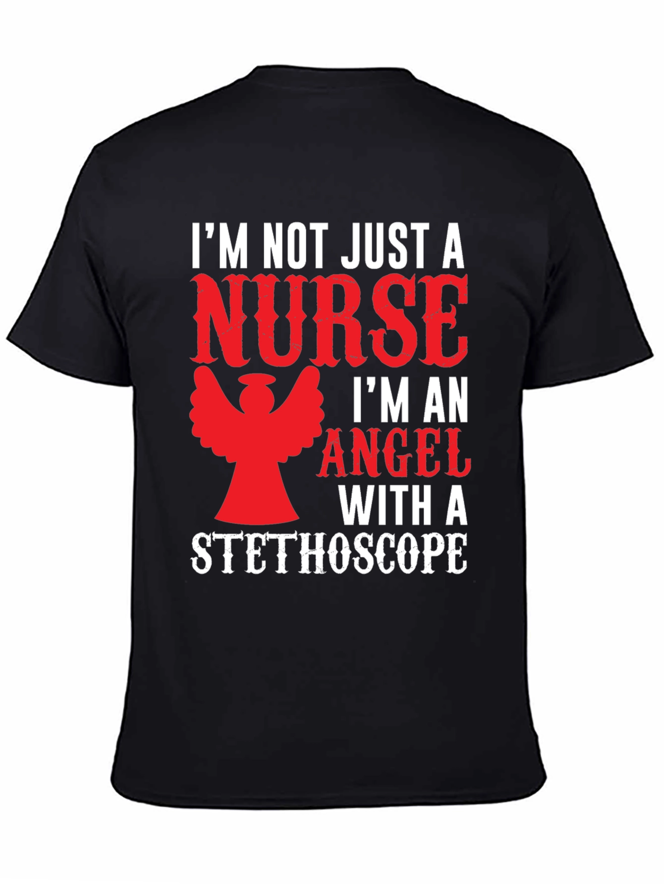 Black Nurse Angel T-Shirt Funny Gift view 4