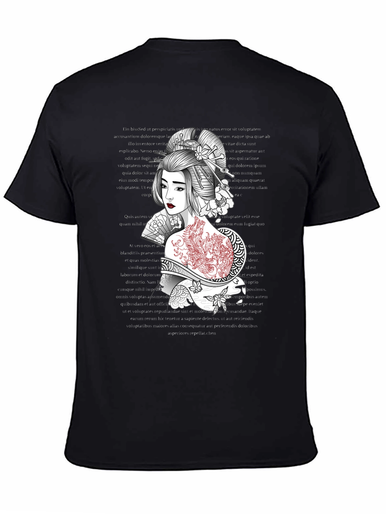 Black Geisha Graphic Tee: Artistic Style, Comfortable Fit view 4