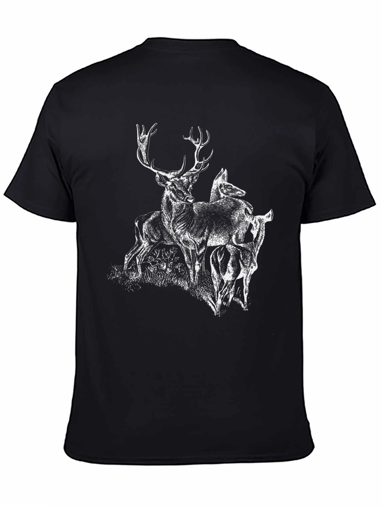 Black Deer Graphic Tee - Black Cotton Blend Casual Top view 4