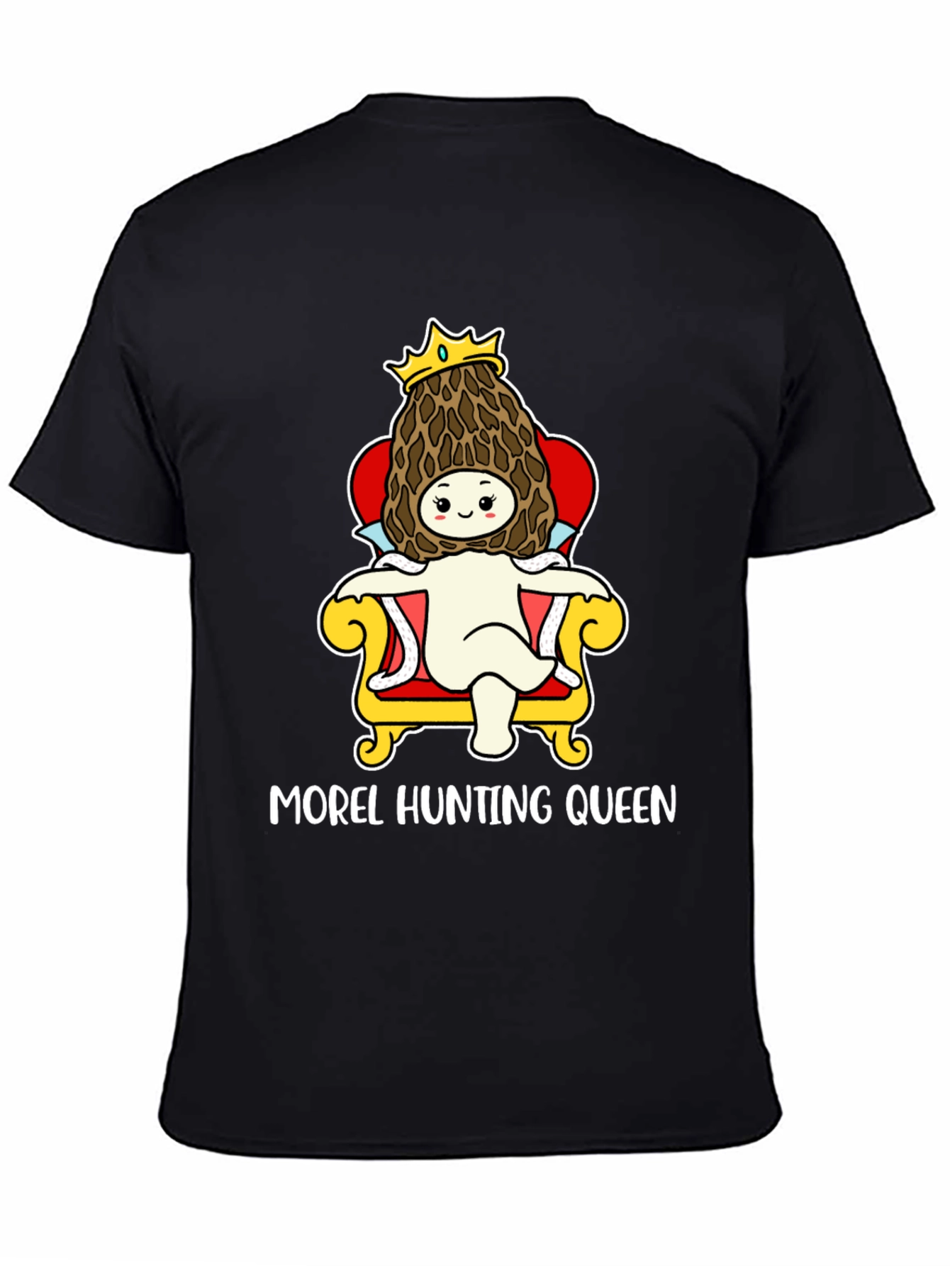 Black Morel Hunting Queen T-Shirt, Mushroom Lover Tee view 4