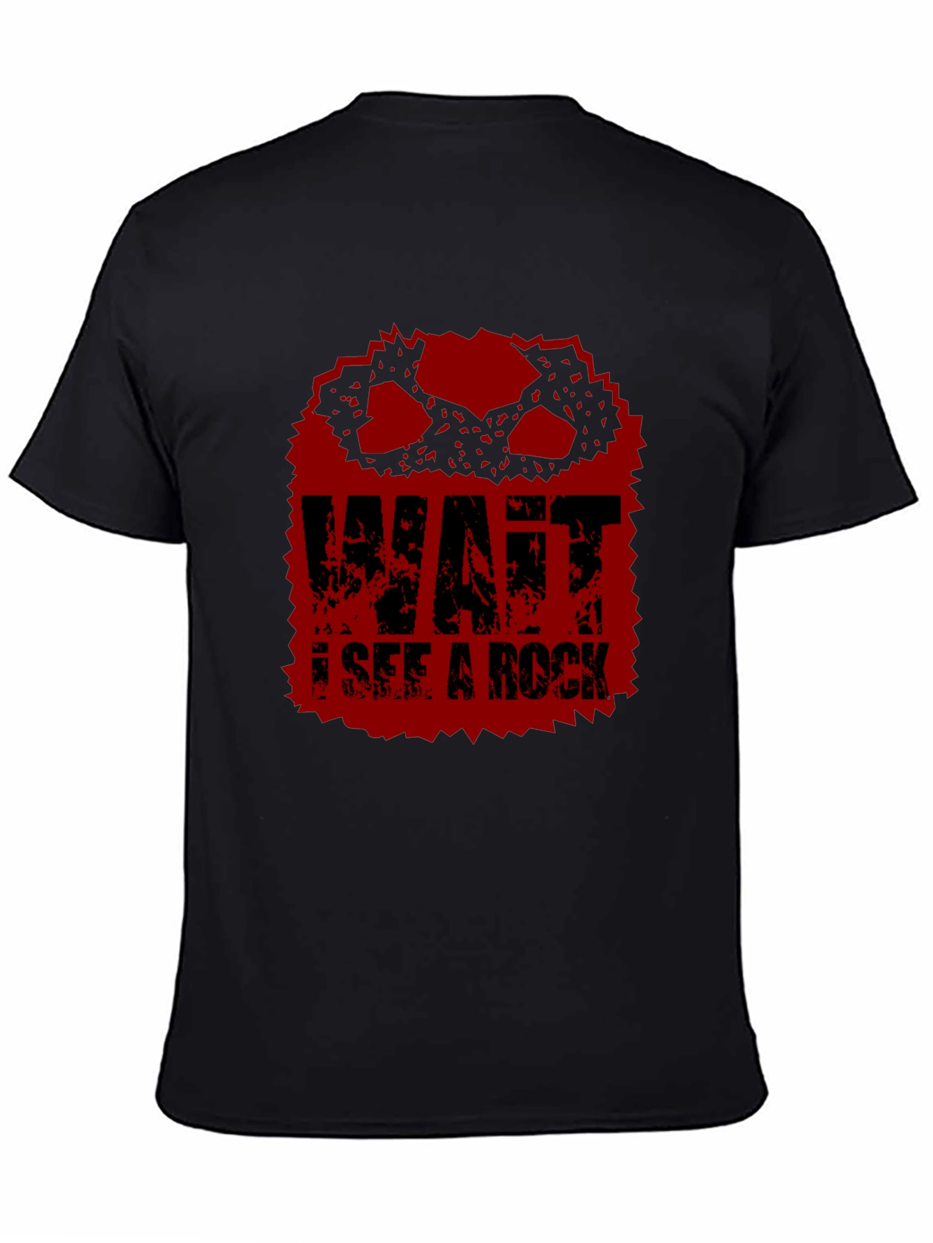 Black Wait I See A Rock Funny Graphic T-Shirt view 4