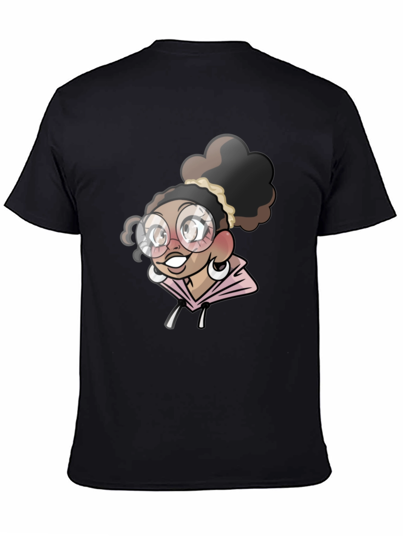Black Cartoon Girl T-Shirt - Stylish Black Tee view 4